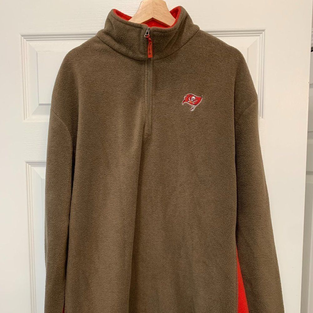NFL Brown and Red Tampa Bay Buccaneers Fleece 3/4 zip Jacket -XL